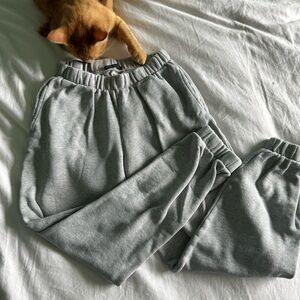 Brandy Melville Gray Sweatpants with Elastic Waistband and Cuffs
